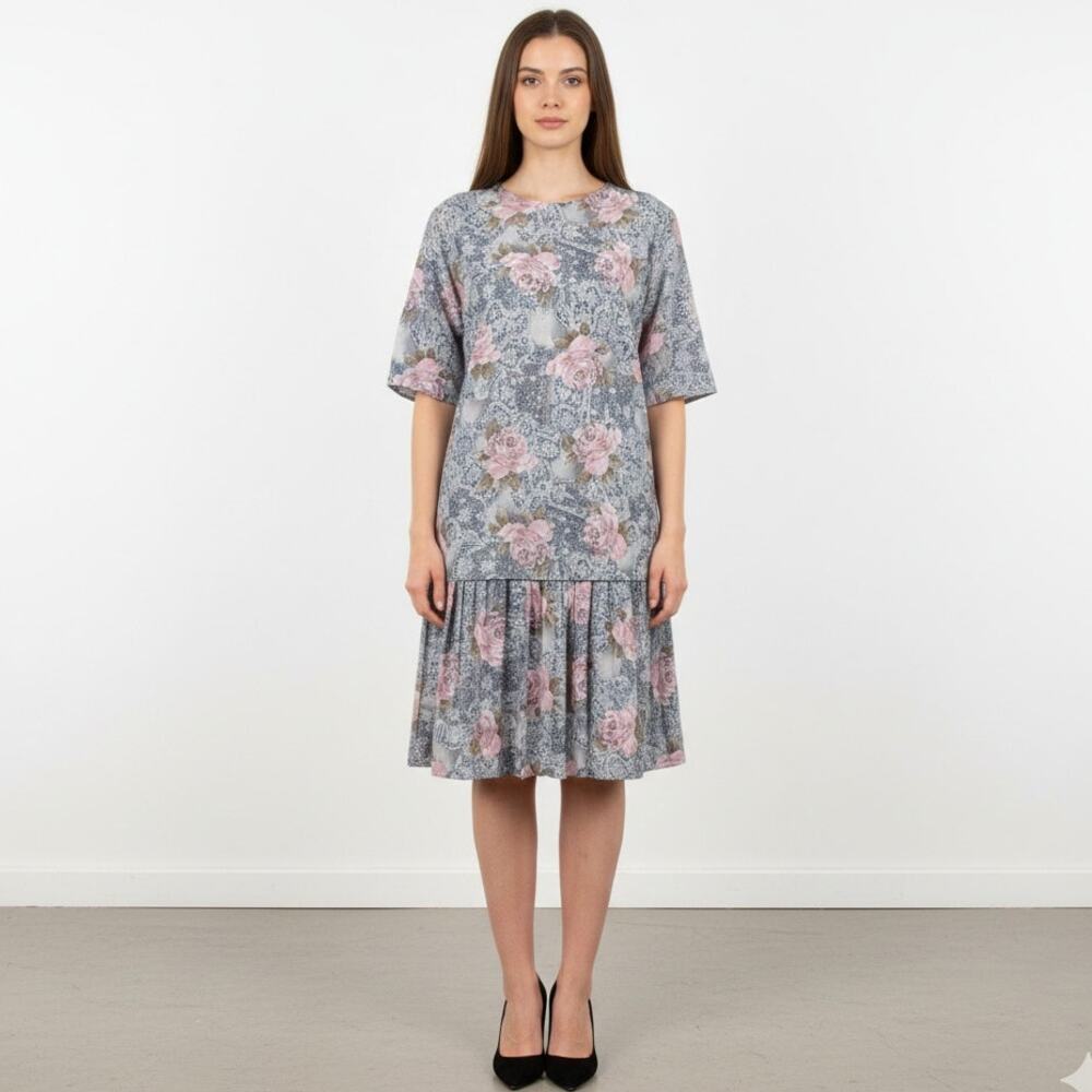 Vintage 80s MCS Ltd Floral Print 2 Piece Dress Blouse Set Size 14 Cottage Core